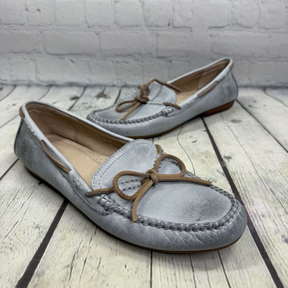 Frye Loafers Women Size 10 Ice Blue Slip On Moccasin Flats  Z4676 Boat Shoes